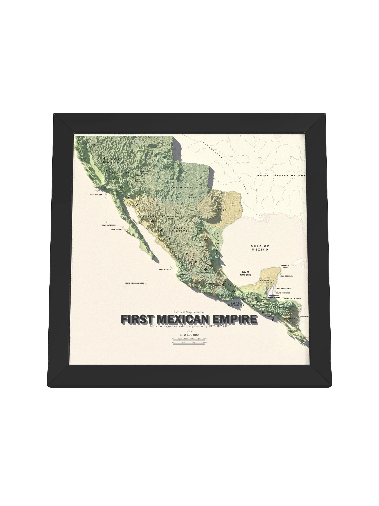 The First Mexican Empire - 1821 - Framed Map product image (4)