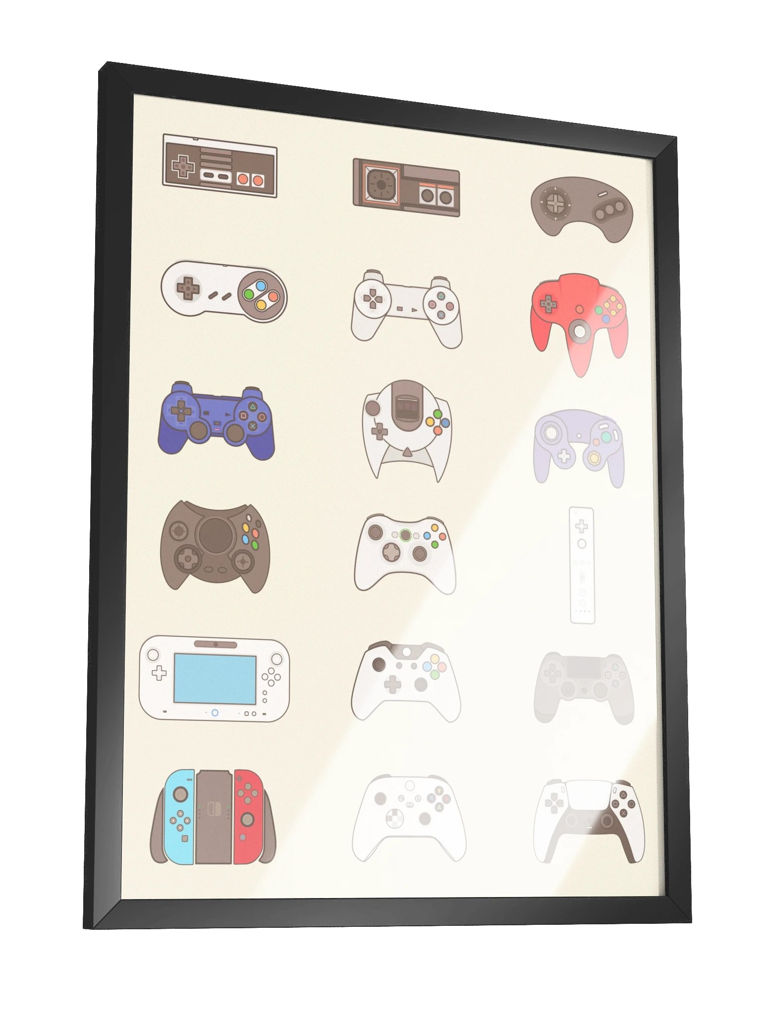Video Game Controller Evolution (Beige) [3x4] | Framed product image (3)