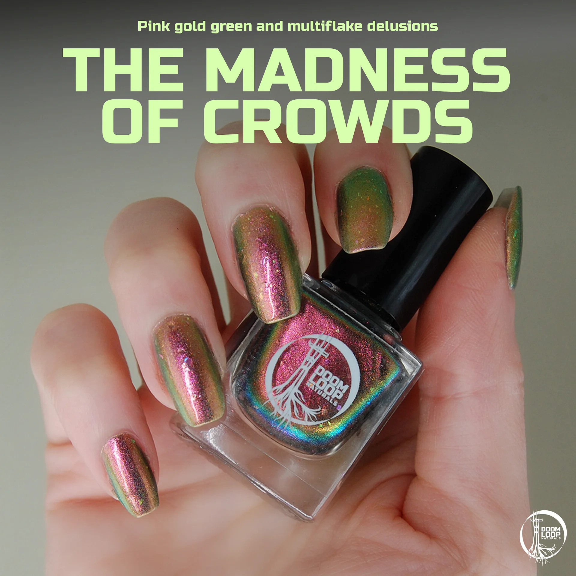 THE MADNESS OF CROWDS - Pink Green Gold Multichrome Nail Polish product image (1)