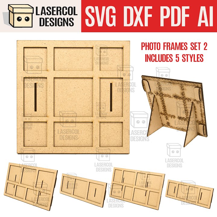 Photo Frames Set 2 (5 Styles) - Laser Cut Files product image (1)