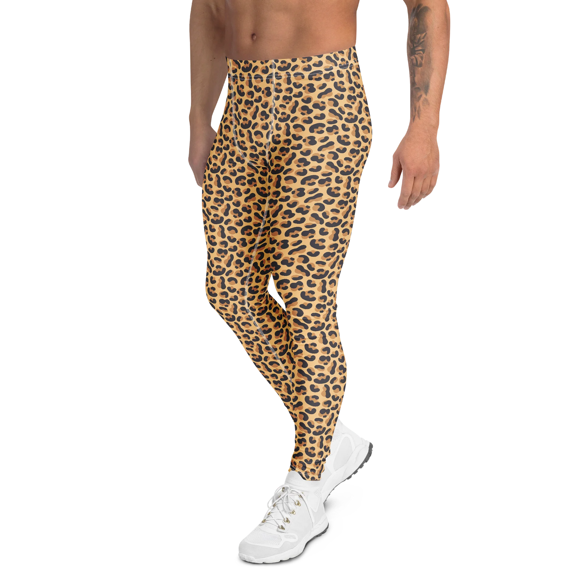 Bold Brown Leopard Print Men's Leggings product image (4)