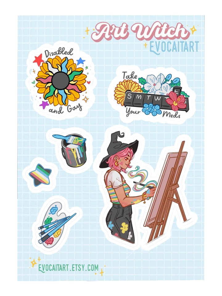 Disability Pride Flag Witch Stickers - Standing Version product image (2)