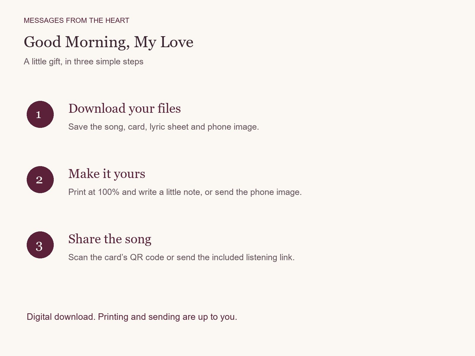 Good Morning, My Love — Printable Song Gift product image (3)