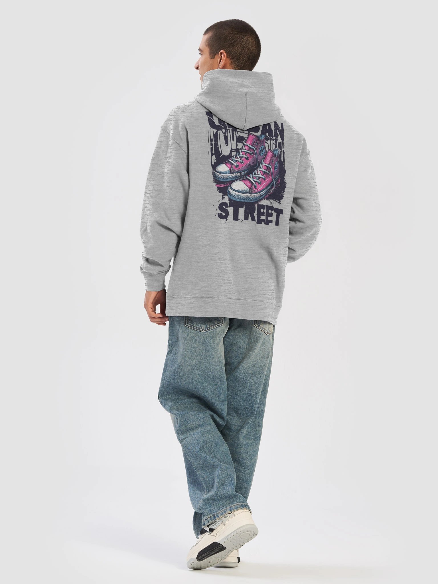 Urban pink Street Graphic Hoodie — Distressed Sneaker Street Art Design product image (1)