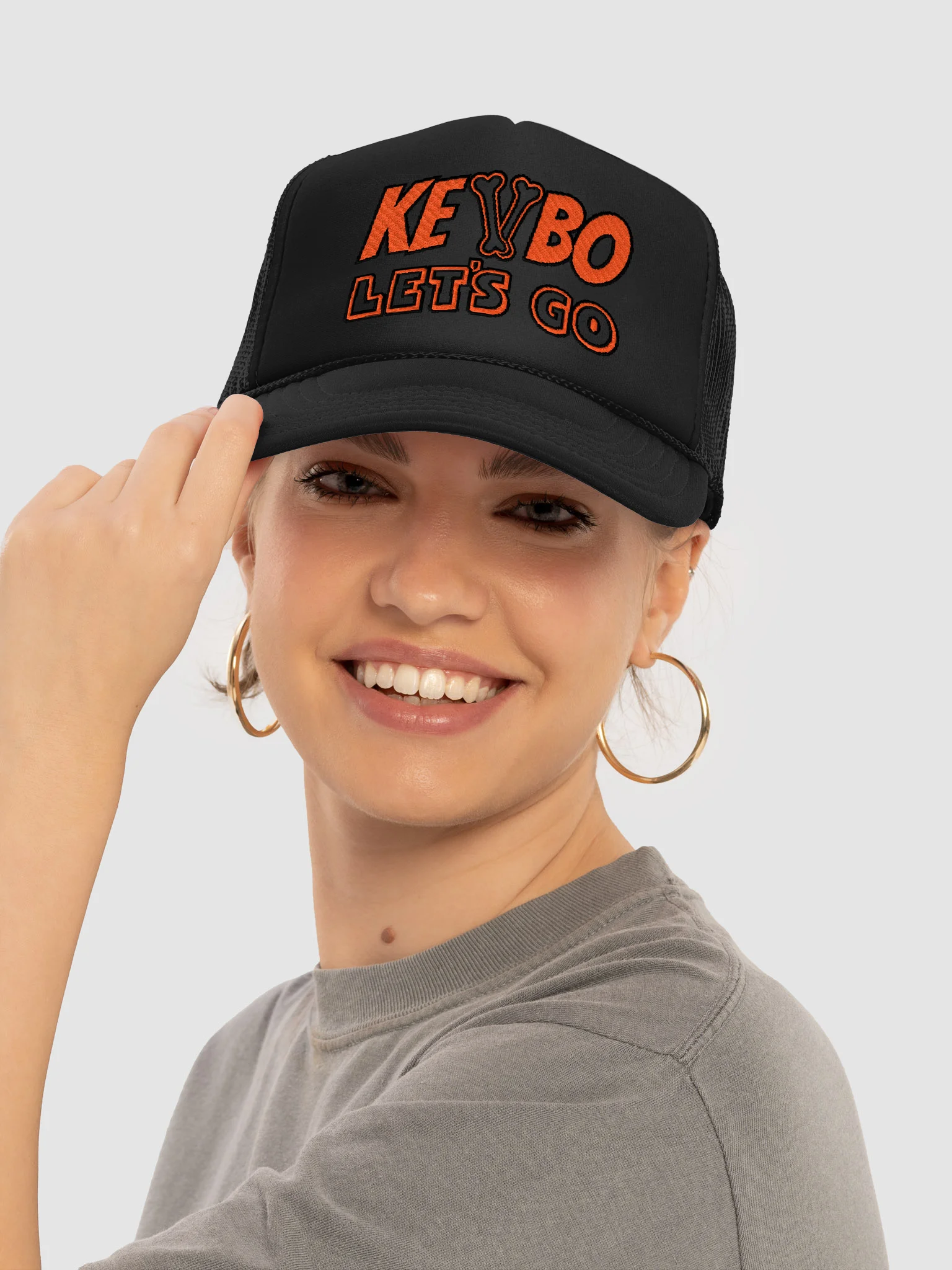 KEVBO "Let’s Go" Black + Orange FOAM Trucker Snapback Hat product image (5)