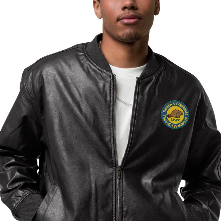 Embroidered SASPR Faux Leather Bomber product image (2)