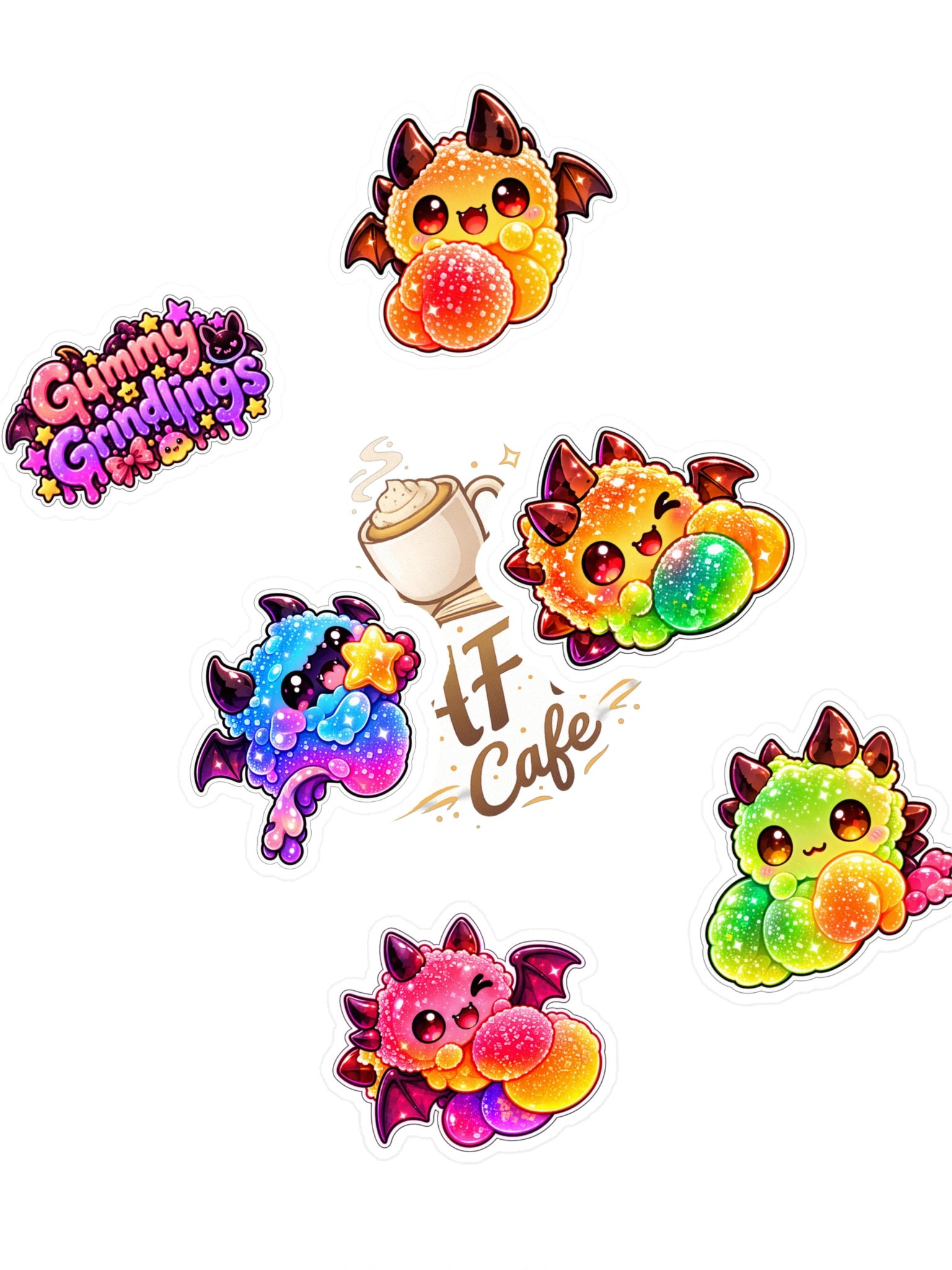 The AFK Cafe™ Gummi Grindlings | 6-Piece Sticker Pack product image (1)