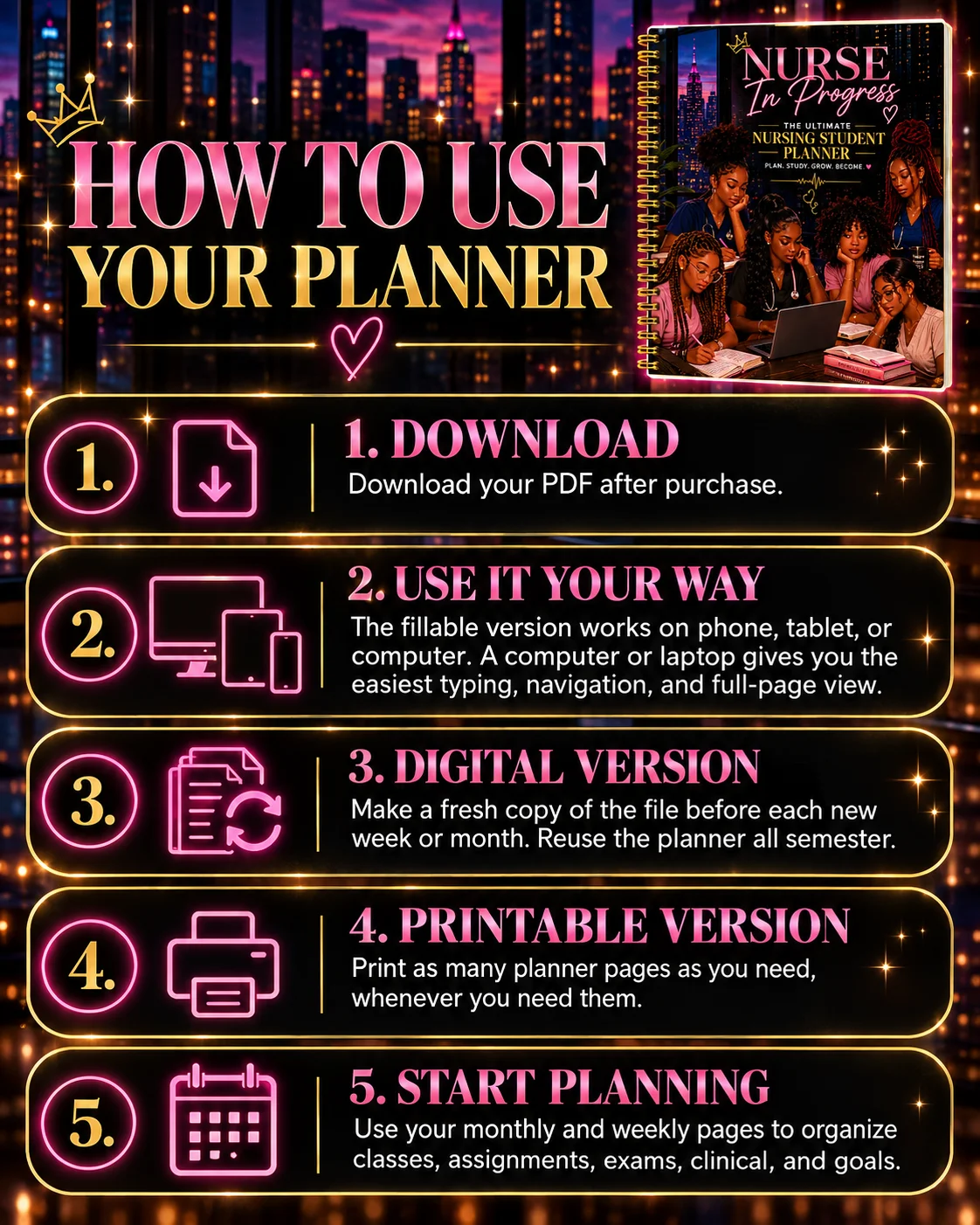 Nurse in Progress— City Luxe Nursing Student Planner product image (4)