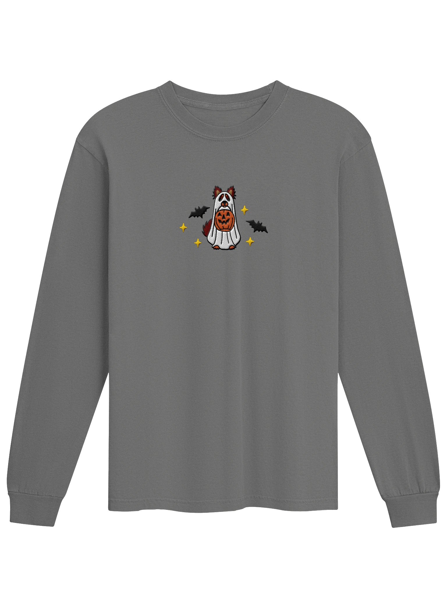 Halloween Pomeranian(Chocolate & Tan) Embroidered Long-Sleeve T-Shirt product image (9)