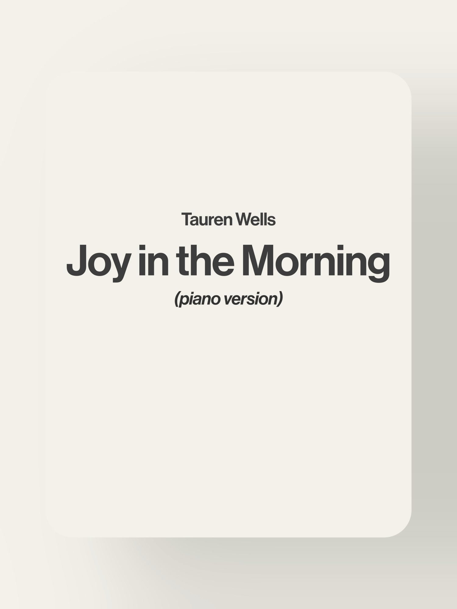 Joy in the Morning - Tauren Wells product image (1)