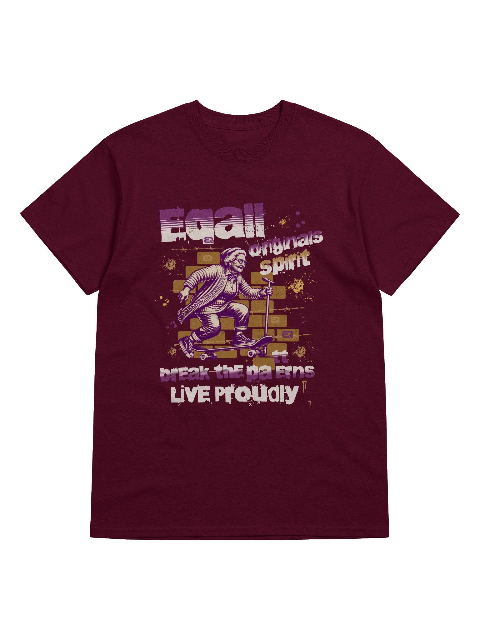 Urban Grandma Skater Vibes Heavyweight 100% Cotton T-shirt by EQALL® Originals_Purple / Mustard product image (3)