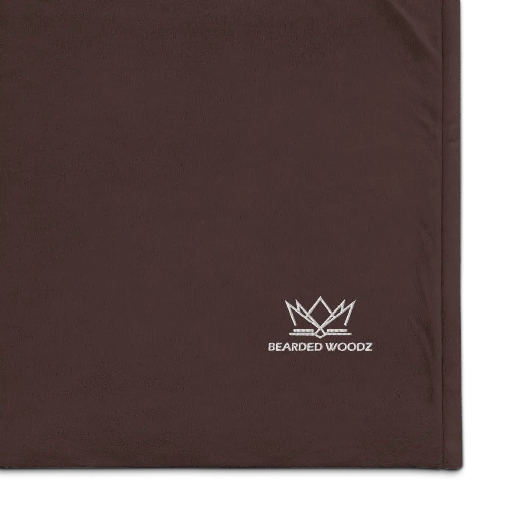 Bearded Woodz Embroider Sherpa Blanket (Brown/ White) product image (1)