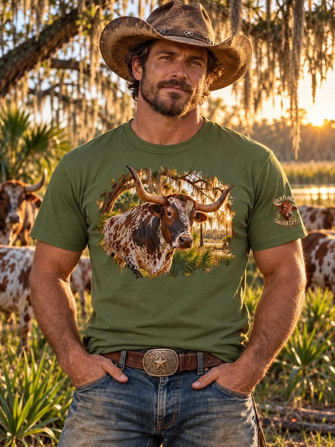 Florida Cracker Cattle T-Shirt | Old Florida Ranch Tee | BROKEN BODY™ product image (1)