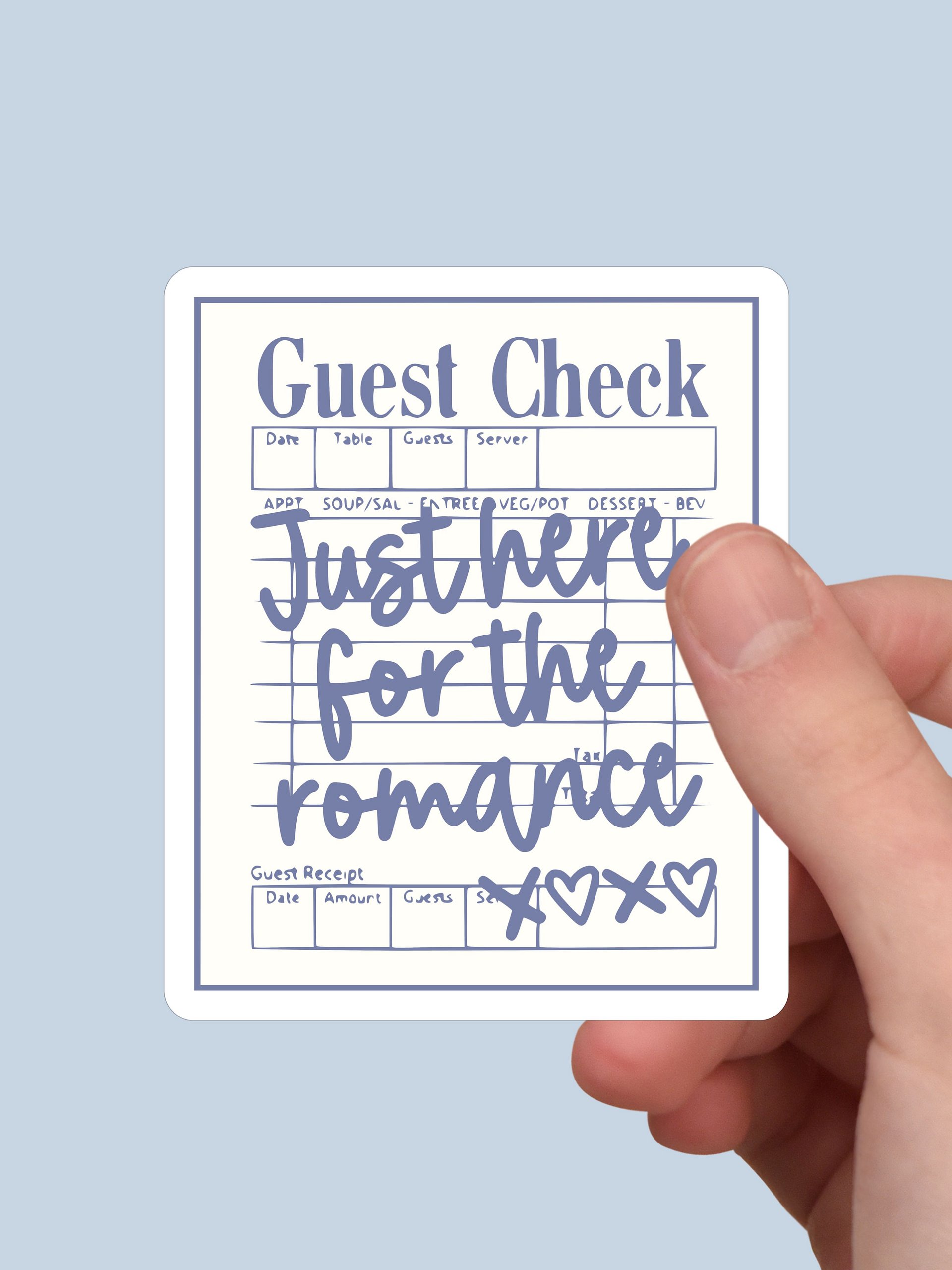 Just Here for the Romance Book Lover Sticker - Denim Blue Guest Check Design product image (2)