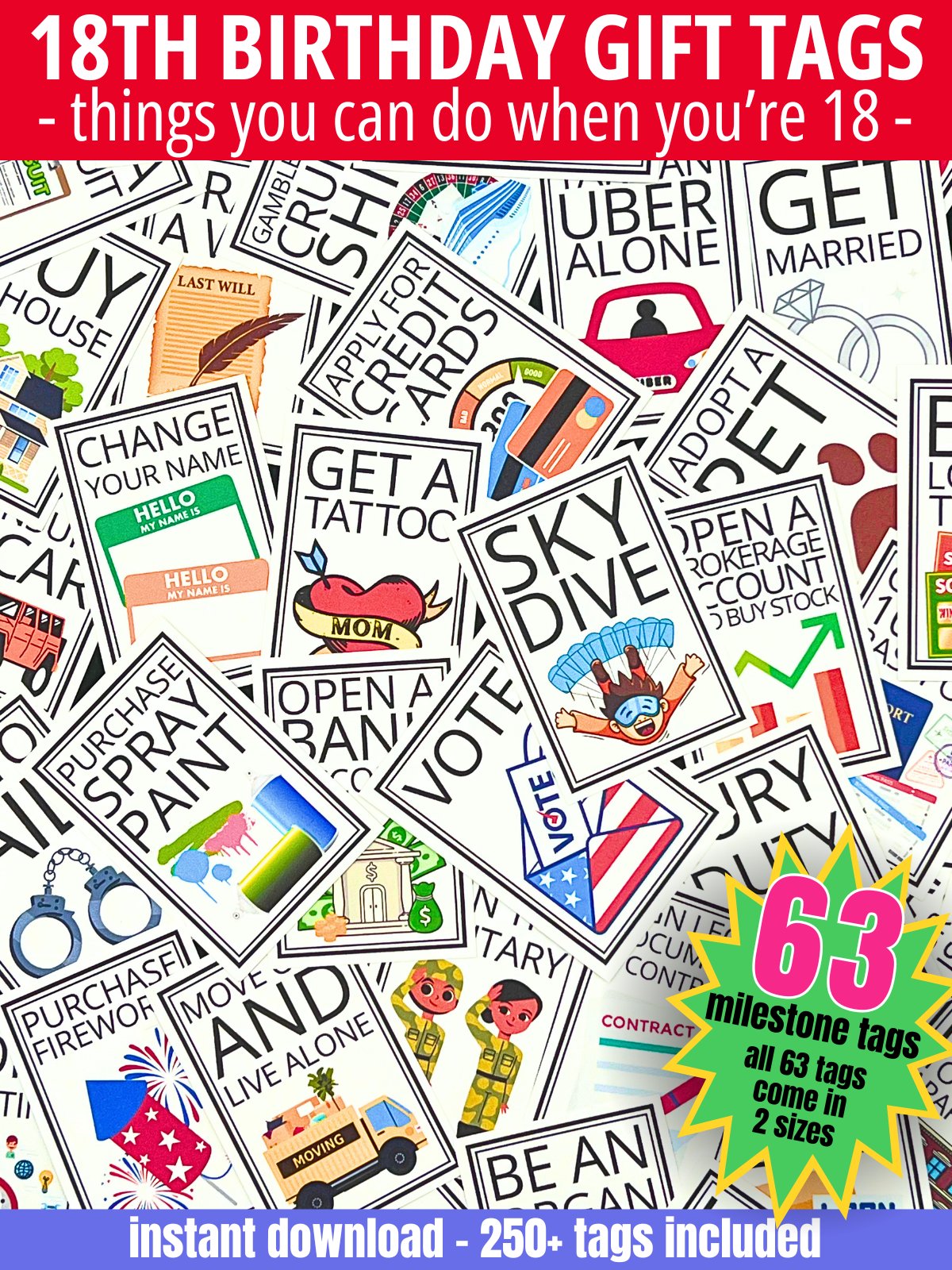 18th Birthday Gift Tags Things You Can Do When You're 18 product image (1)
