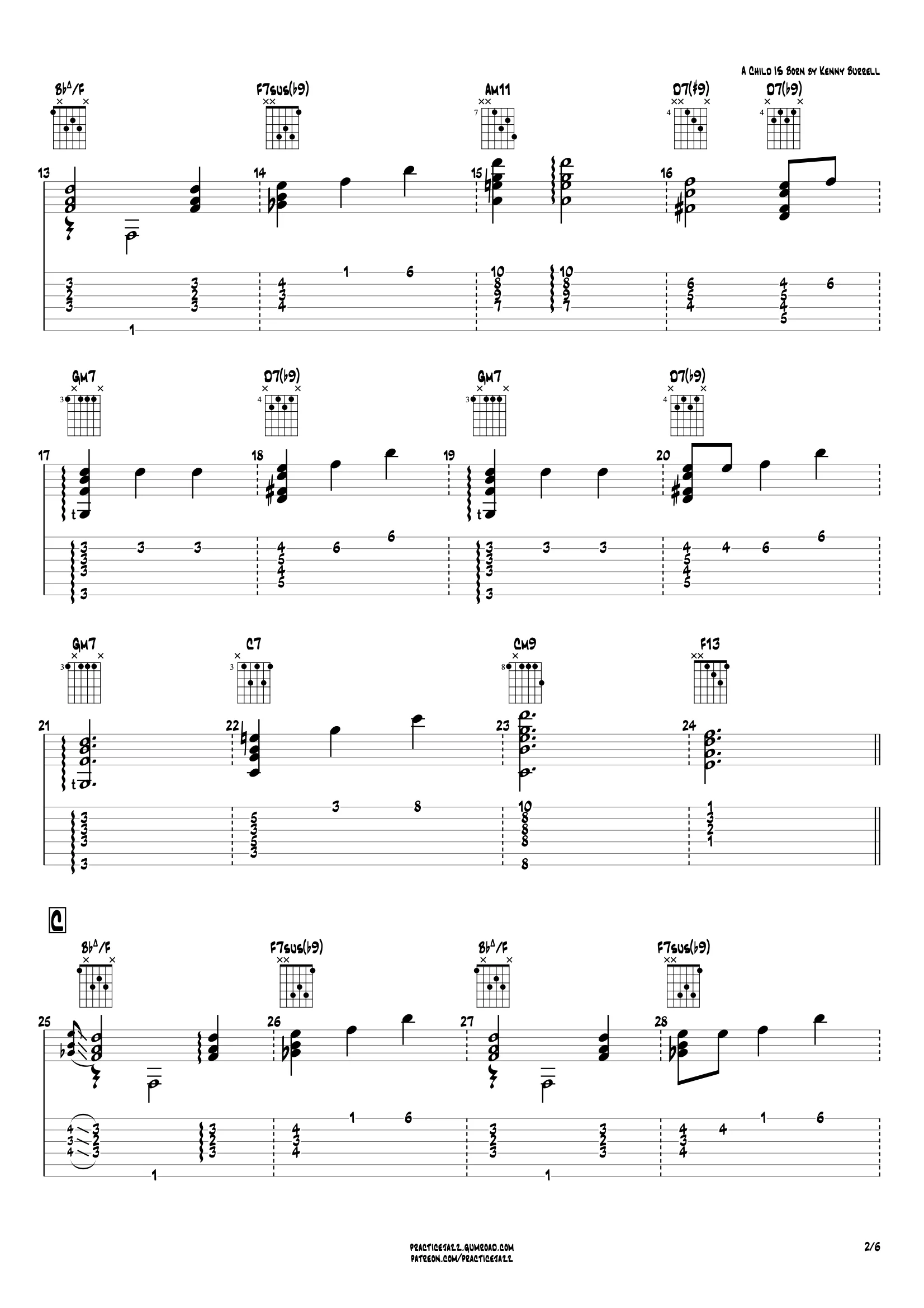 (Transcription PDF) A Child Is Born - Kenny Burrell 1980, Heritage product image (3)