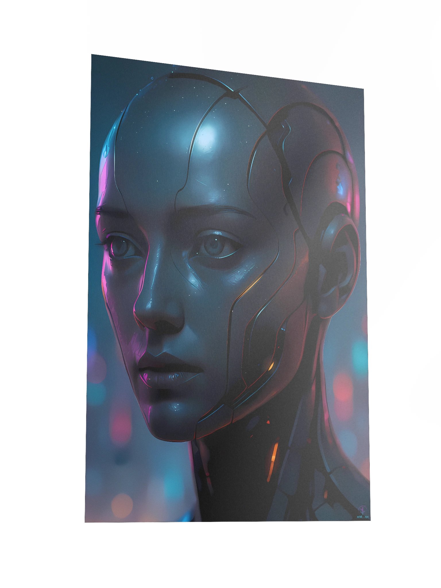 Cyberpunk Android Woman Poster - Futuristic AI Girl Wall Art (12x18", 20x30", 24x36") product image (2)
