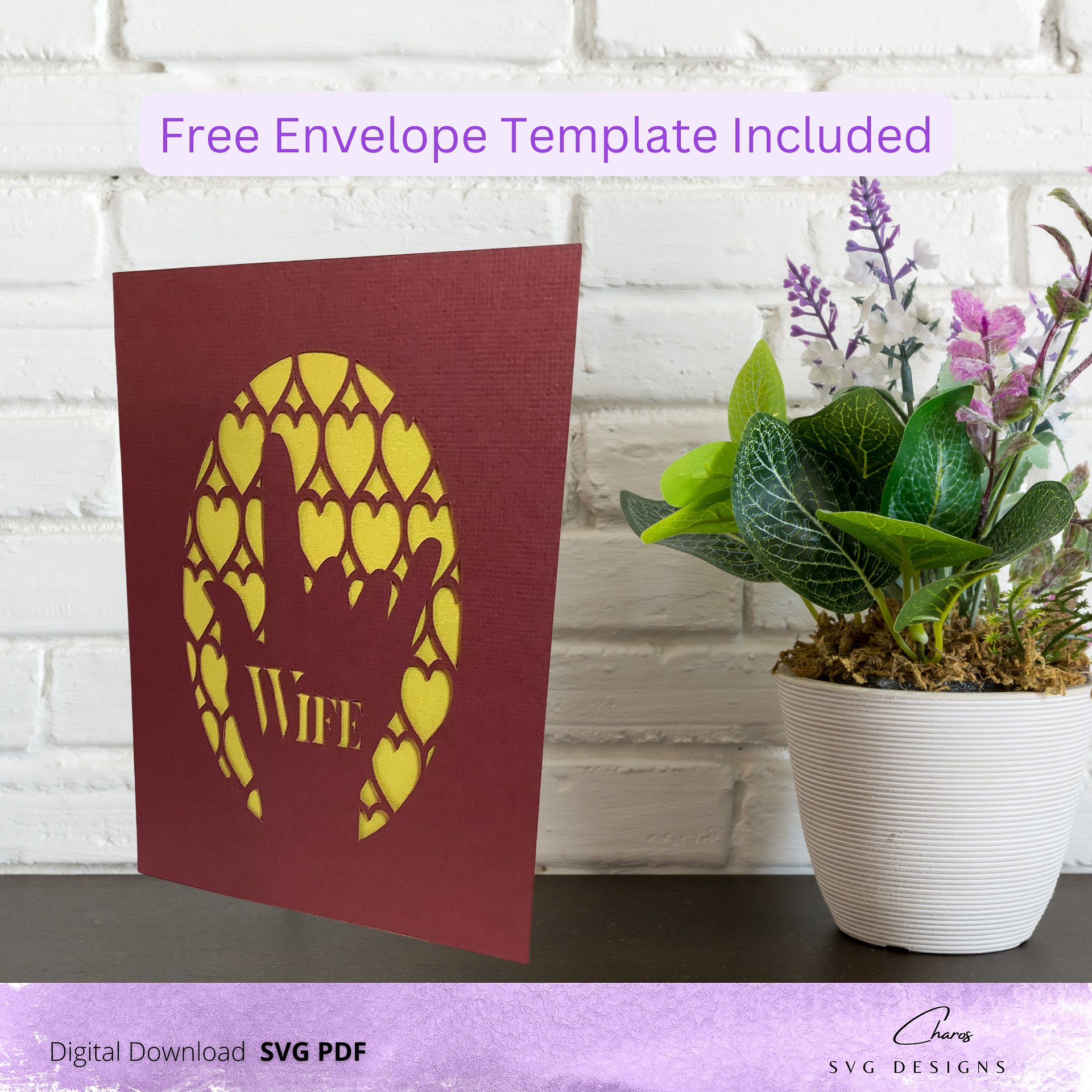 I Love You Heart Greeting Card for Wife & Husband (ASL) with Free Envelope SVG product image (4)