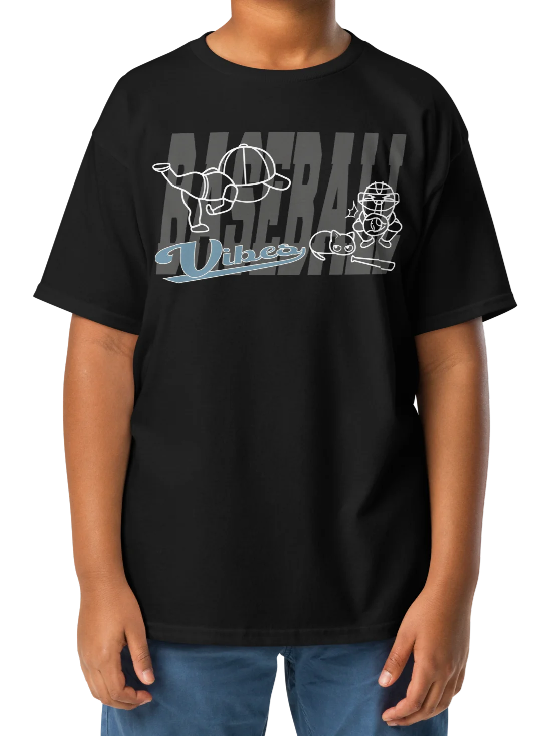 Baseball Cat (Baseball Vibes) - Unisex Youth Heavyweight T-shirt product image (2)