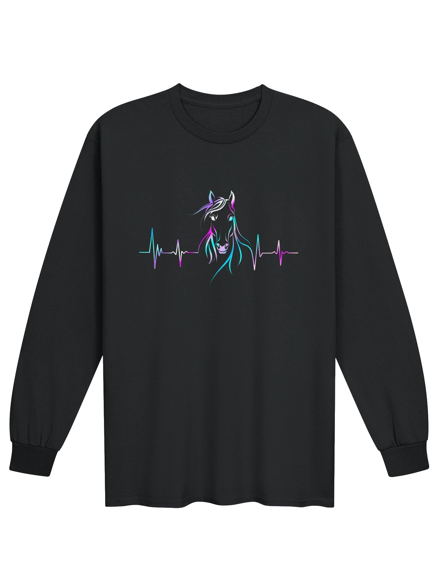 Horse Heartbeat Colorful Long Sleeve Shirt | Equestrian Top for Horse Lovers product image (1)