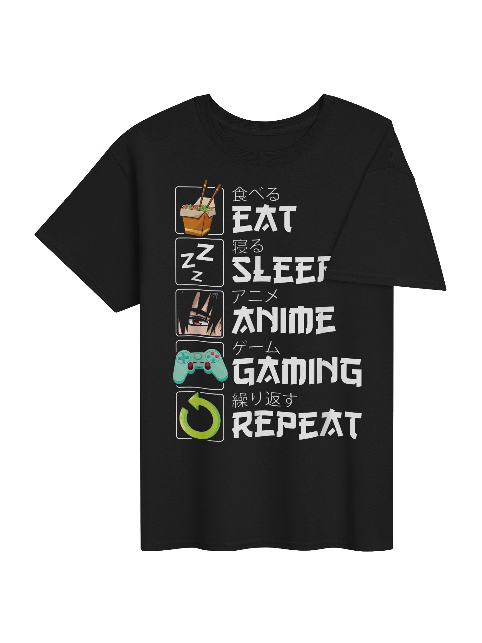 Eat Sleep Anime Gaming Repeat T-Shirt product image (4)