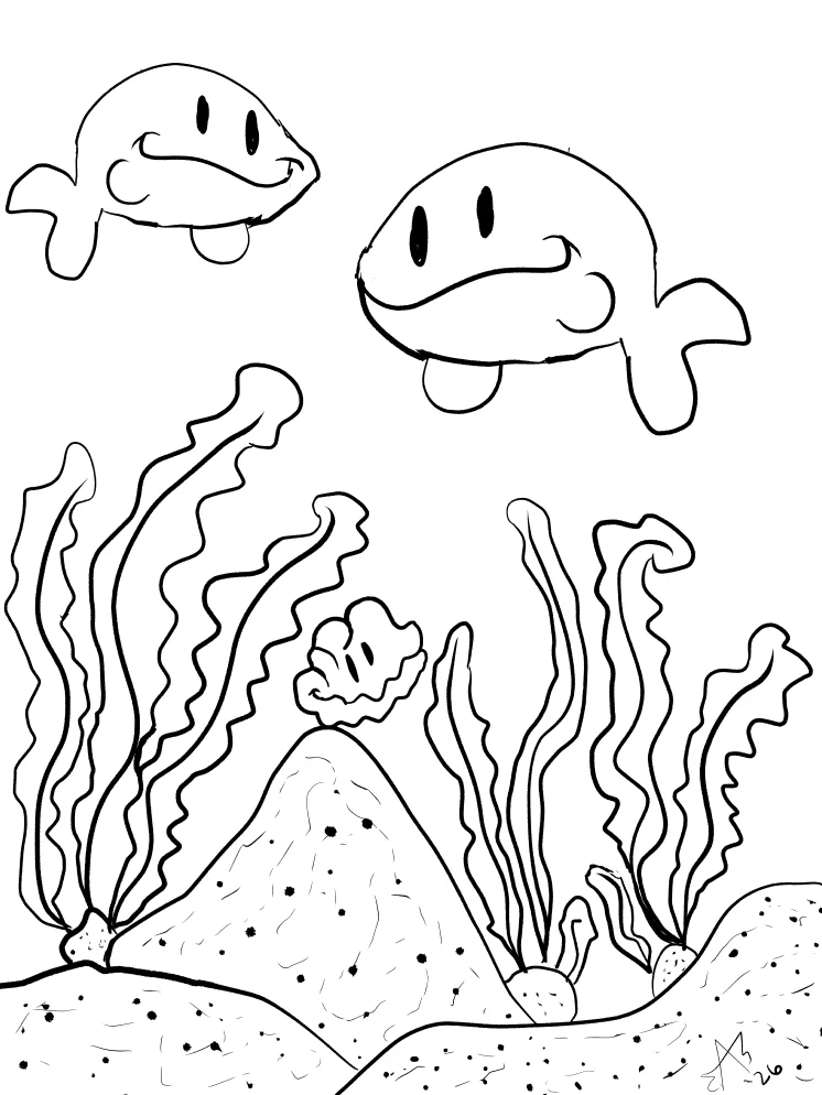 TSStechAngel's World - Whaleyfish and clam Coloring Page product image (1)