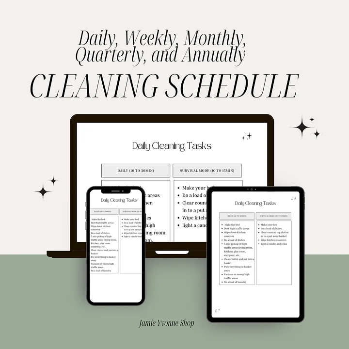 Complete Digital Cleaning Schedule | Daily, Weekly, Monthly, Quarterly & Annual Routine Survival and Emergency Schedules Digital Download product image (1)
