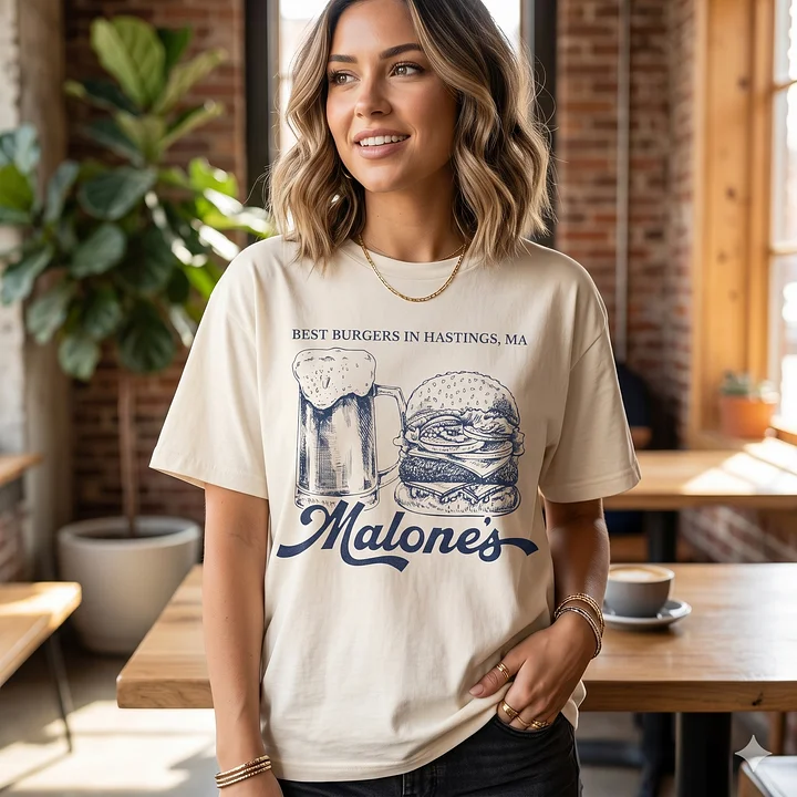 Malone’s Off-Campus Bar T-Shirt – "Best Burgers in Hastings, MA" Vintage Graphic Tee product image (42)