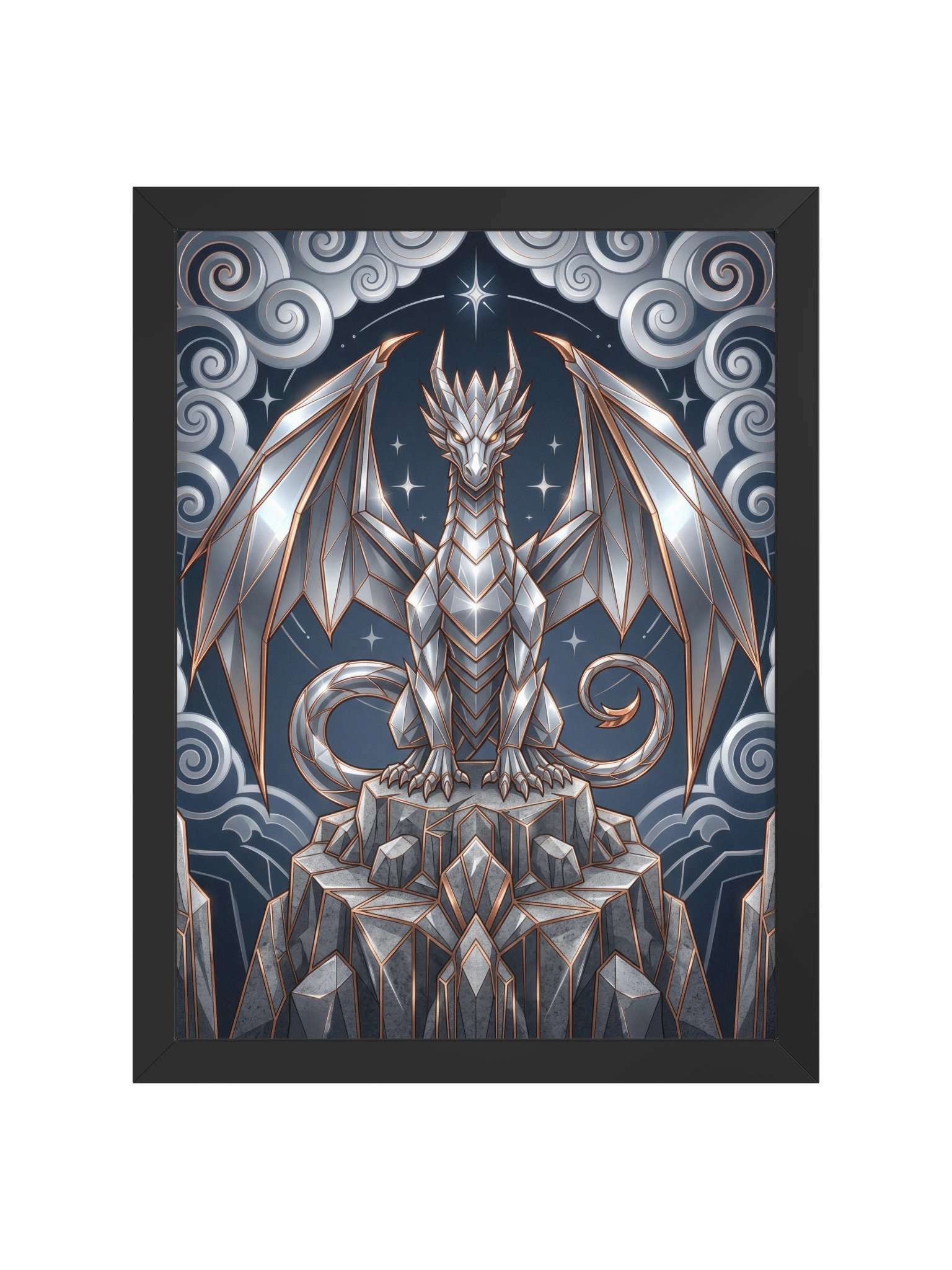 Geometric Dragon Framed Poster - Neo-Deco Wall Art product image (1)