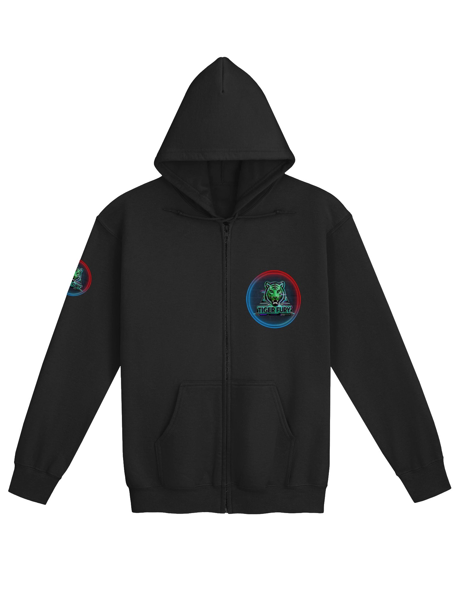 Tiger Fury Neon Glitch Zip Hoodie product image (3)