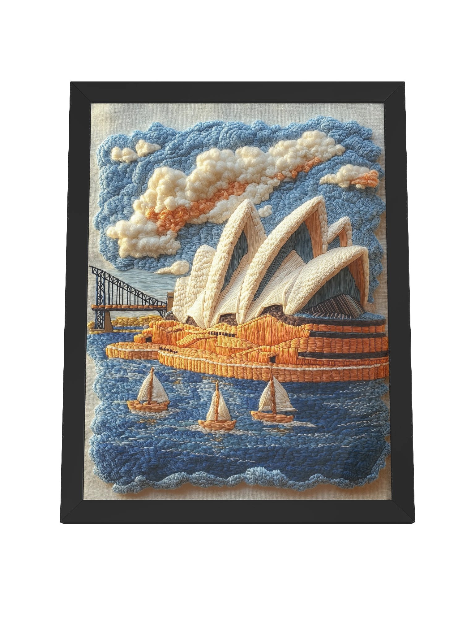 Sydney by the Harbour | Embroidery-Style Wall Art — Framed Print product image (20)