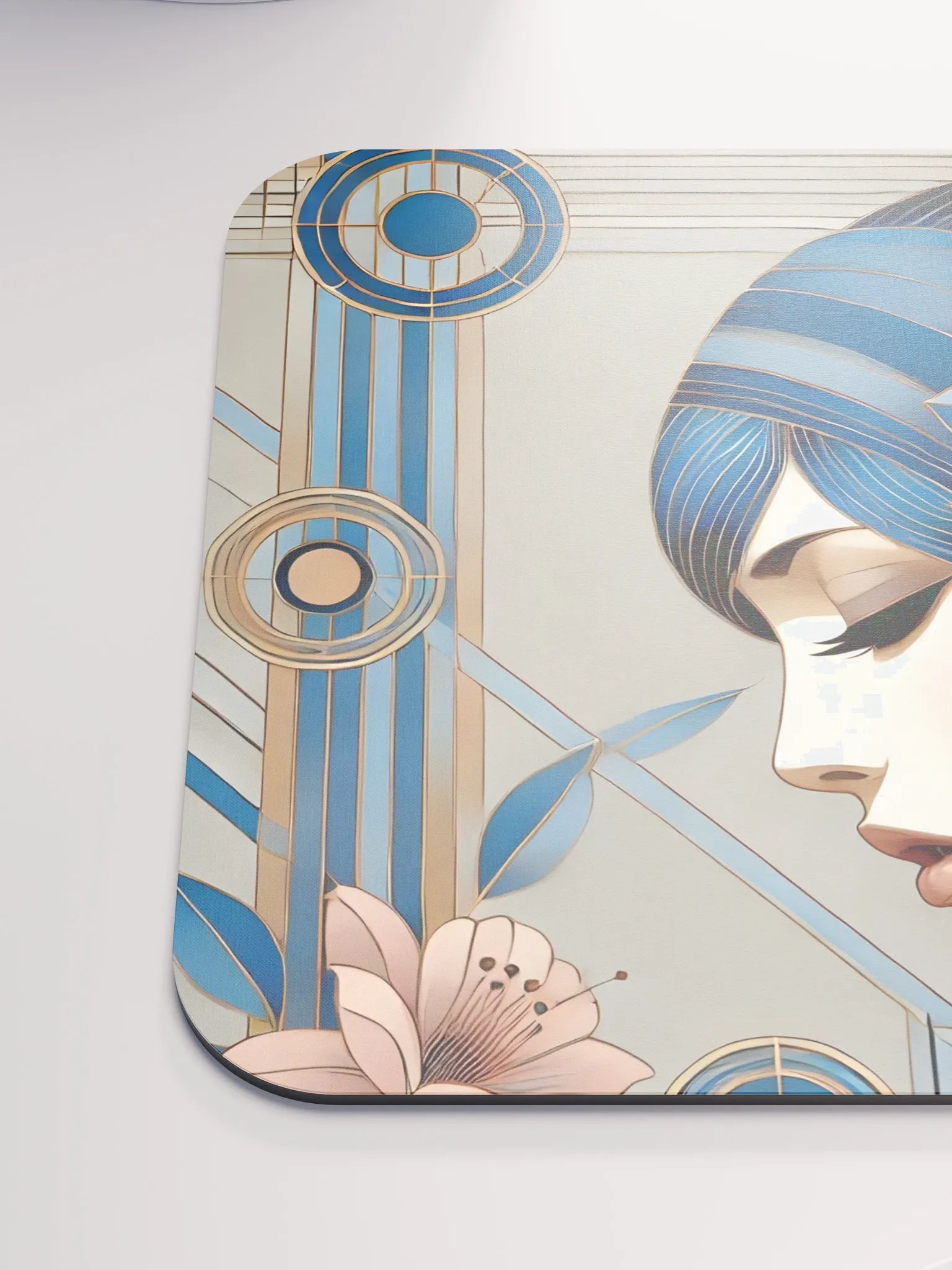 Art Deco Blue Floral Mouse Pad product image (7)