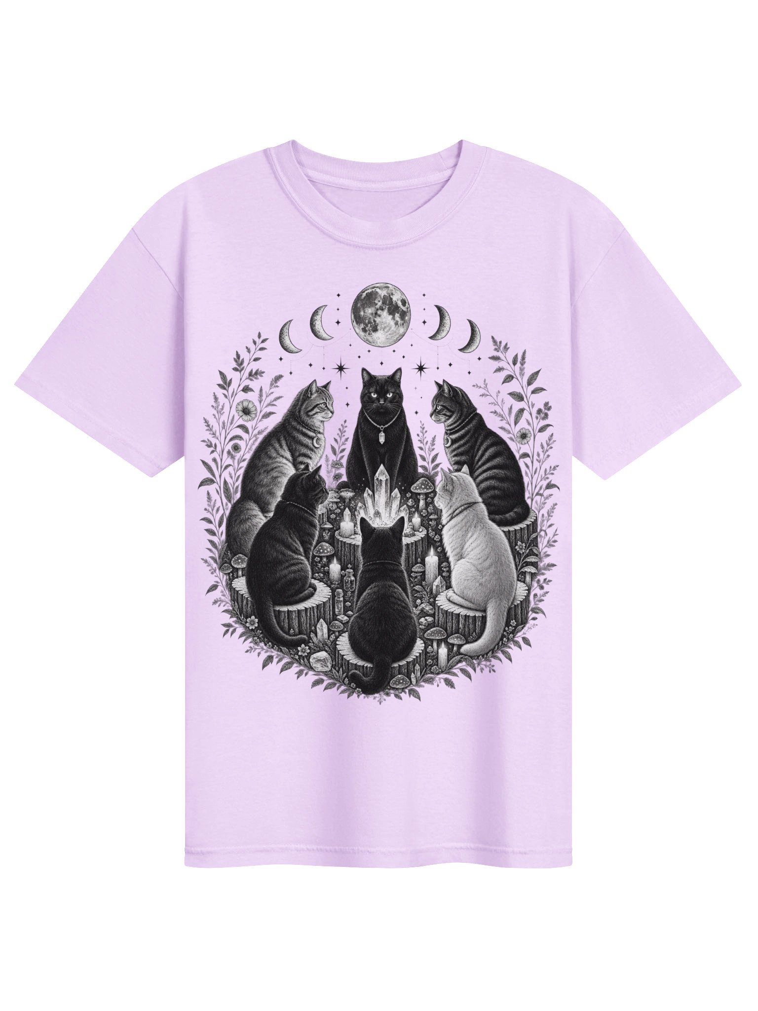 Celestial Cat Coven T-Shirt | Witchy Moon Phase product image (1)