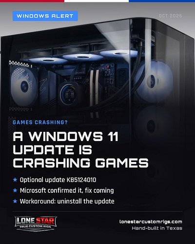 Games crashing on Windows 11? It might not be your PC. ⚠️

Microsoft confirmed a recent optional update (KB5124010) is crashi...