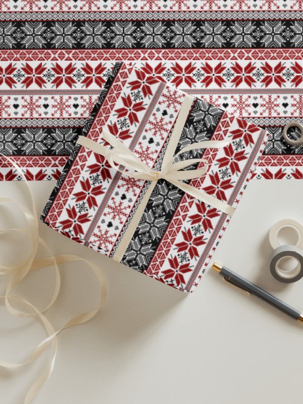 Winter Fair Isle Pattern Wrapping Paper, 3 Pack product image (1)