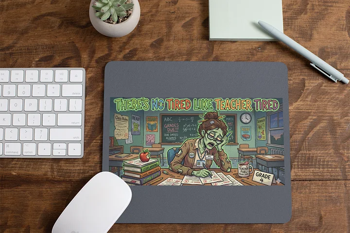 "There's No Tired Like Teacher Tired" Zombie Teacher Mouse Pad | Teacher Tired Collection product image (2)