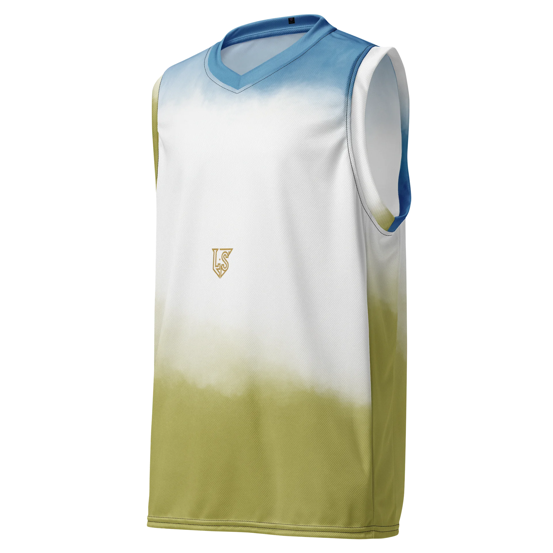 No Cap Blue White and Gold Fade Sleeveless Pattern Design product image (1)