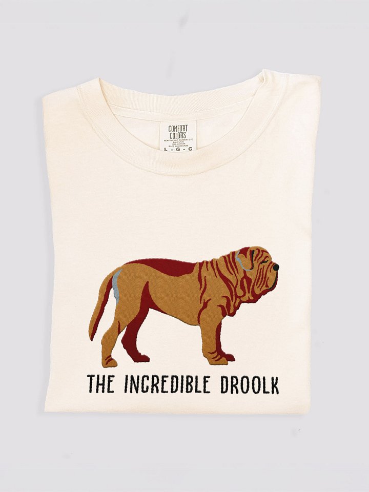 The Incredible Droolk T-Shirt(Embroidered) of a Neapolitan Mastiff(Tan) product image (1)