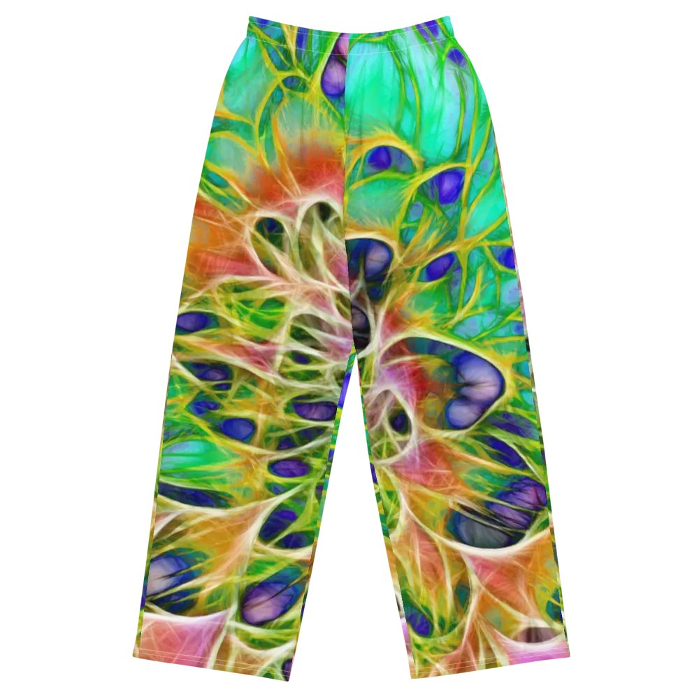 Abstract Peacock Chrysanthemum Wide Leg Pants product image (2)