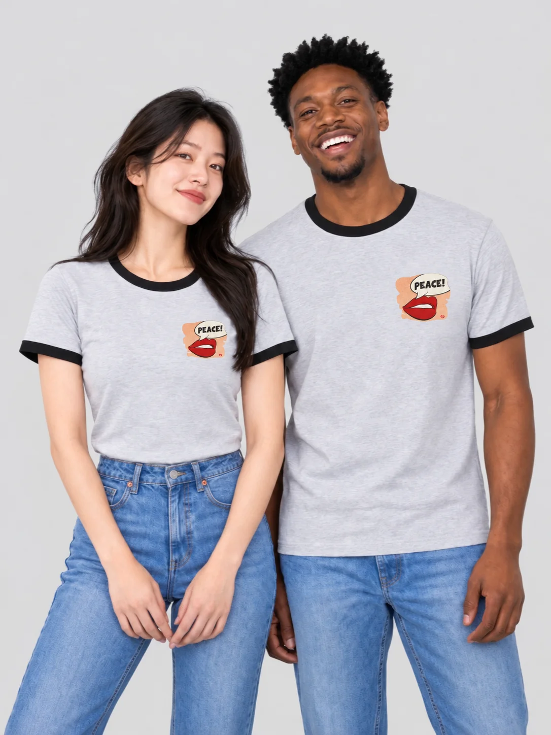 Premium Unisex Ringer T-Shirt, PEACE. Vintage Style product image (1)