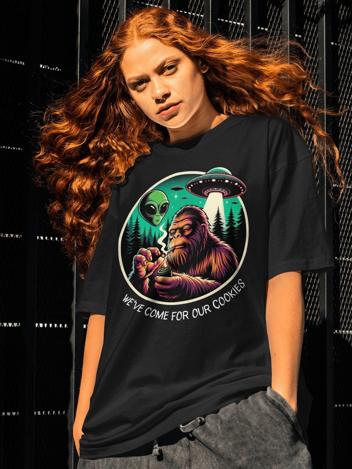 Alien Cookies and Bigfoot Extraterrestrial Cannabis Encounter T-shirt product image (2)
