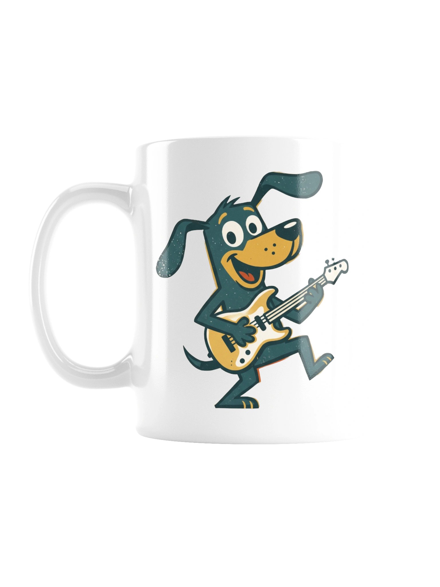 Retro Dog Playing Bass Guitar Mug – Vintage Cartoon Bassist Coffee Mug, Funny Musician Gift for Dog Lovers product image (3)