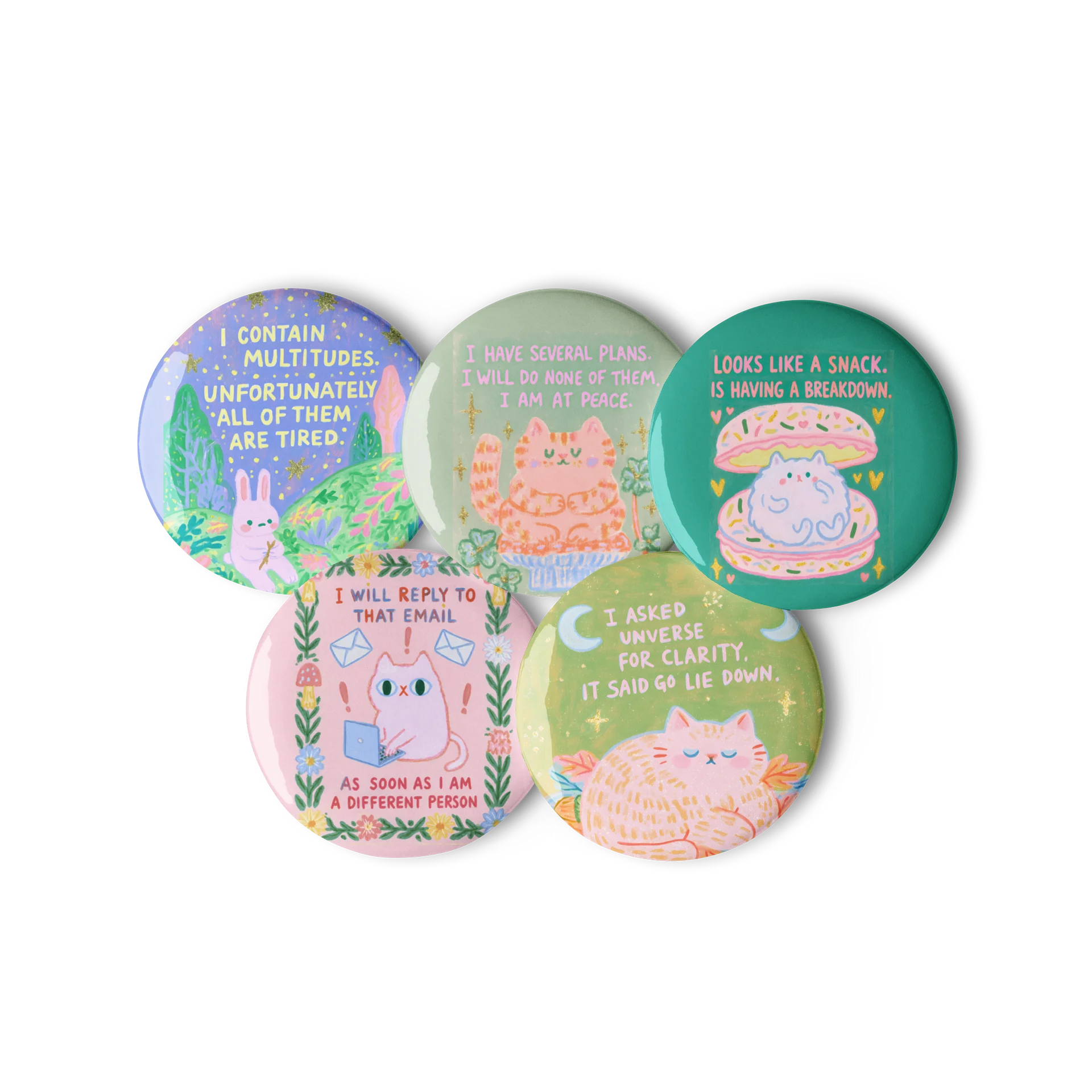 Go Lie Down Cat Pin Button Set product image (3)