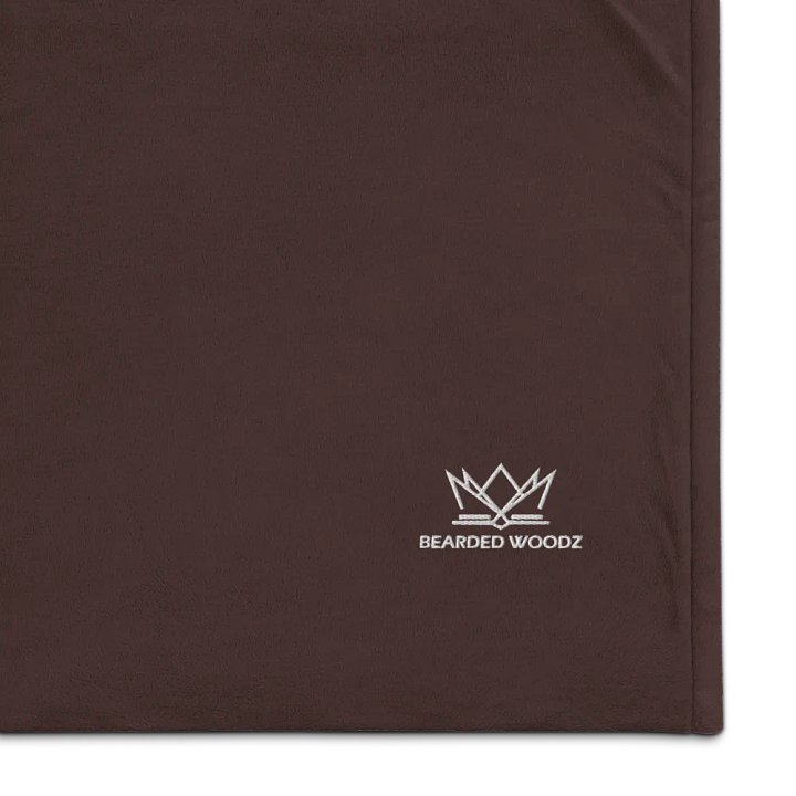 Bearded Woodz Embroider Sherpa Blanket (Brown/ White) product image (1)