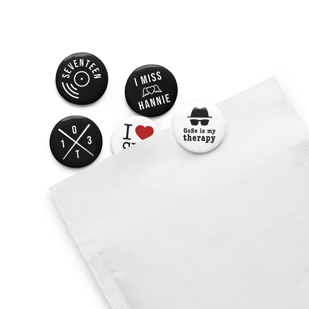 Seventeen Fan Buttons / Pinbacks - Minimalist - Set of 5 product image (8)