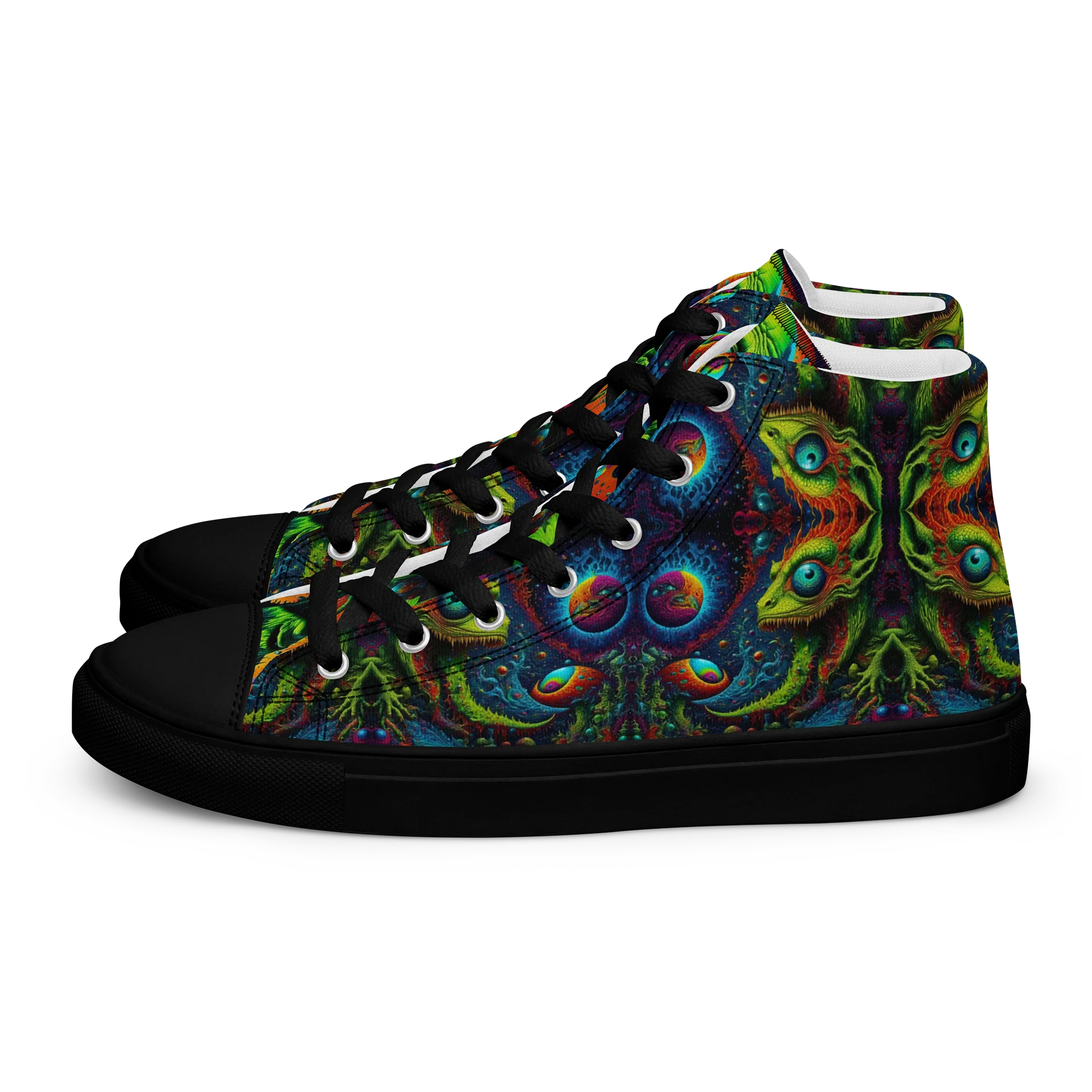 Men's Canvas High tops. House of Rahly-Cosmic Reptilian Design. product image (10)