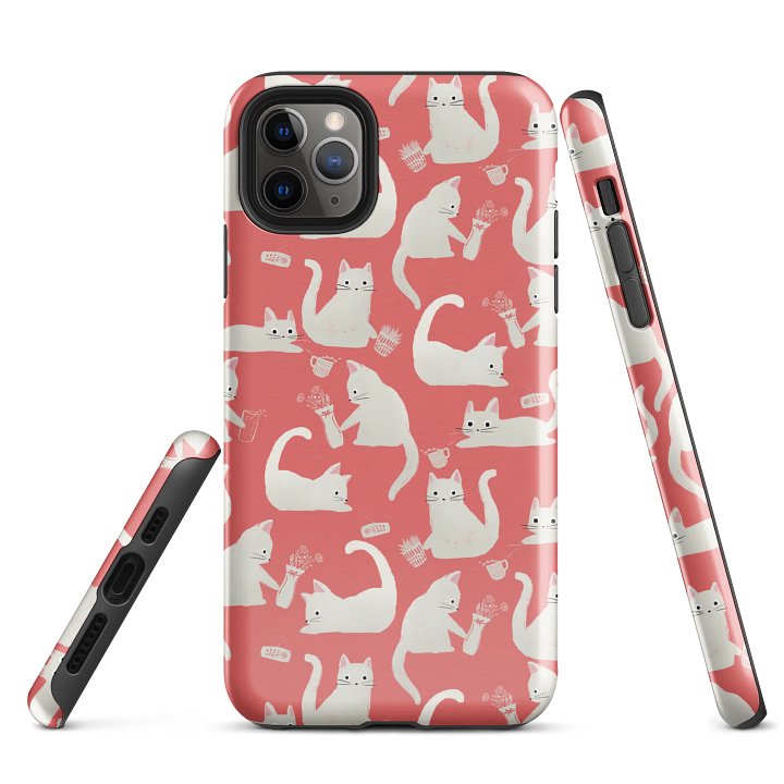 Bad Cats Knocking Stuff Over Patterned iPhone Case, Pink product image (5)