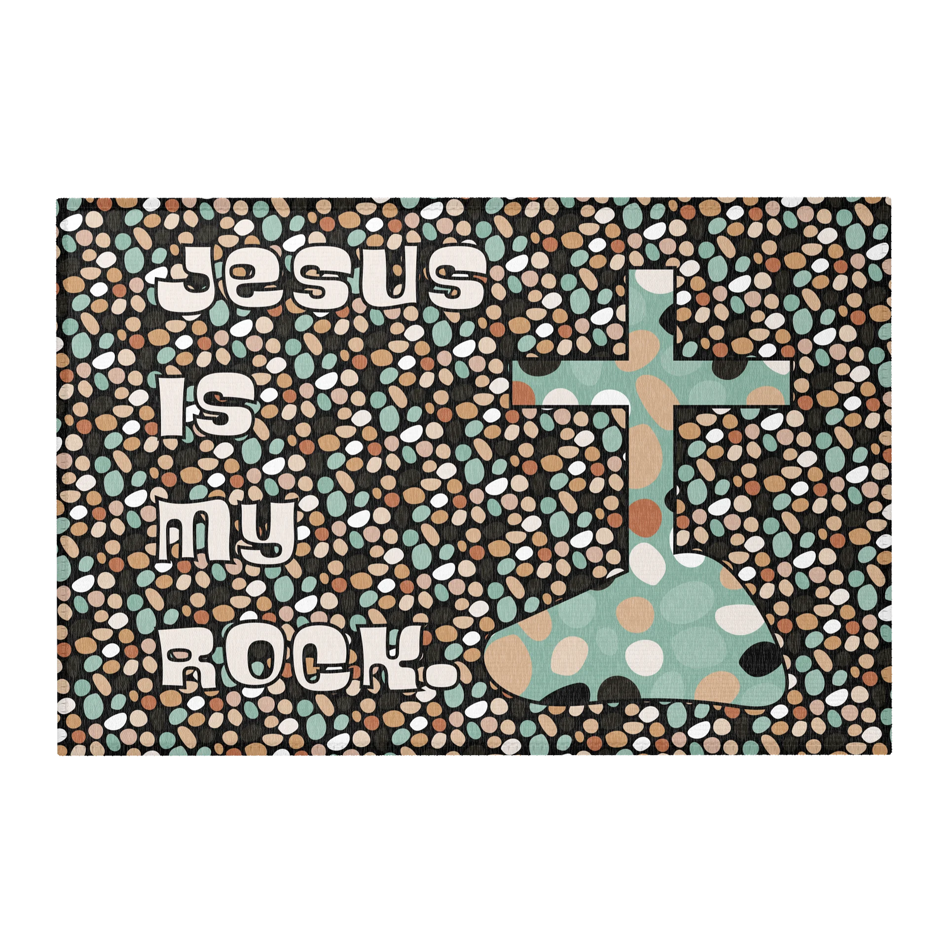 Jesus Is My Rock Area Rug (Neutal Tones) product image (1)
