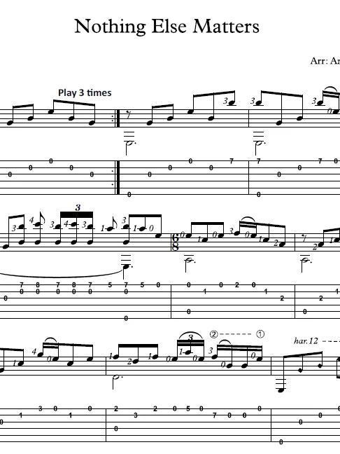 Nothing Else Matters – Metallica | Guitar TAB & Sheet Music product image (2)