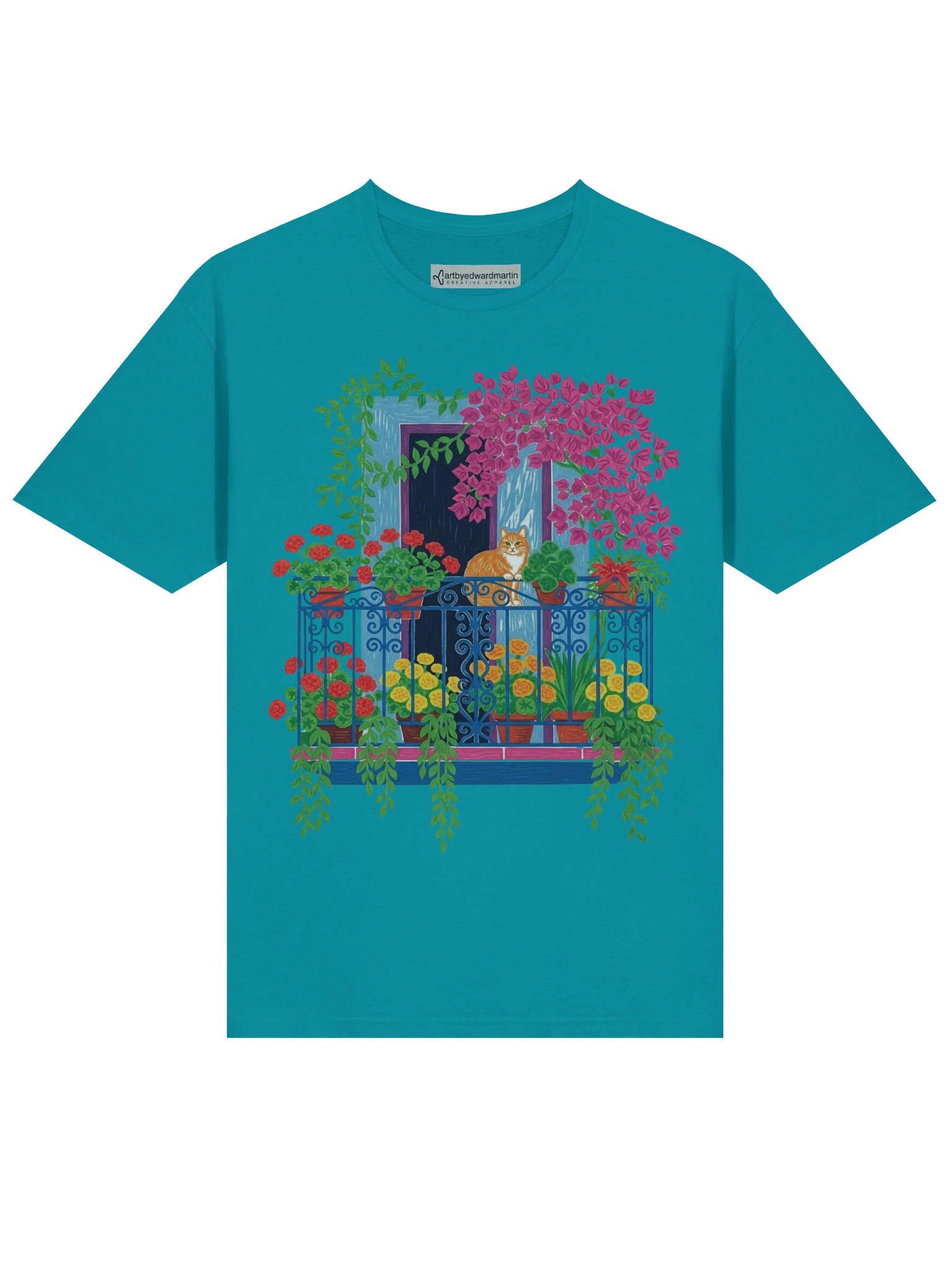 Cat on Balcony Design T-Shirt product image (60)